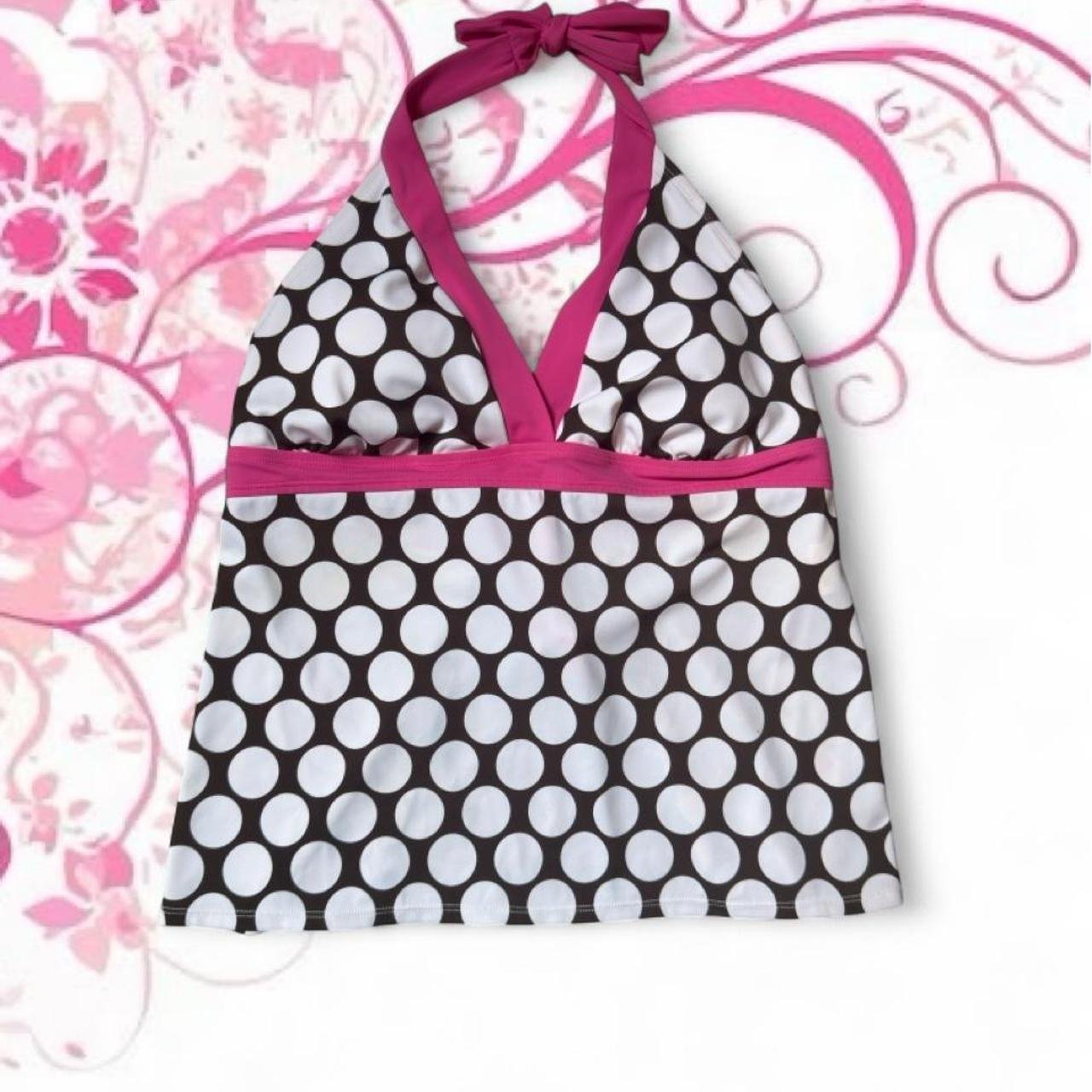 JAG Polka Dot Halter Top with Ribbon