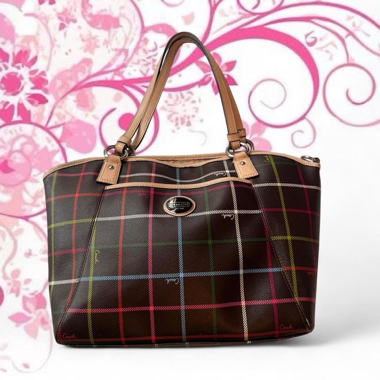 Coach Plaid Leather Shoulder Bag