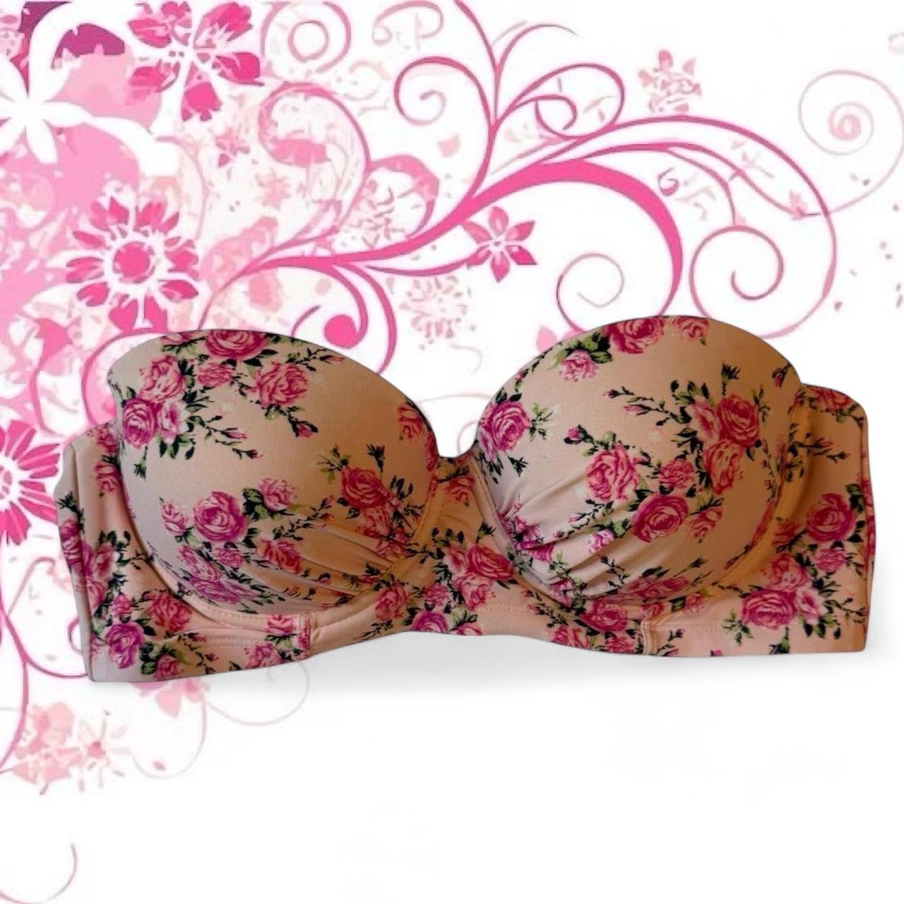 Betsey Johnson Floral Strapless Bikini Top