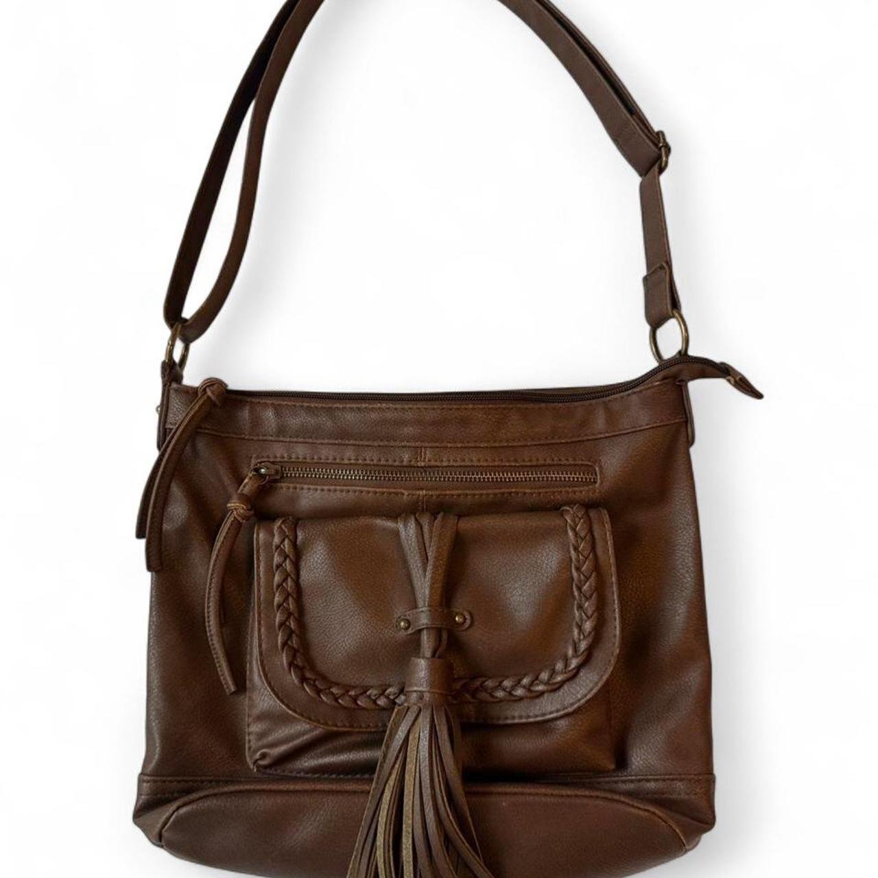 Leather Shoulder Bag with Tassel