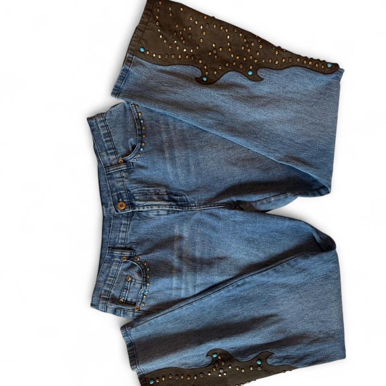 Diane Gilman Western Studded Straight Leg Jeans