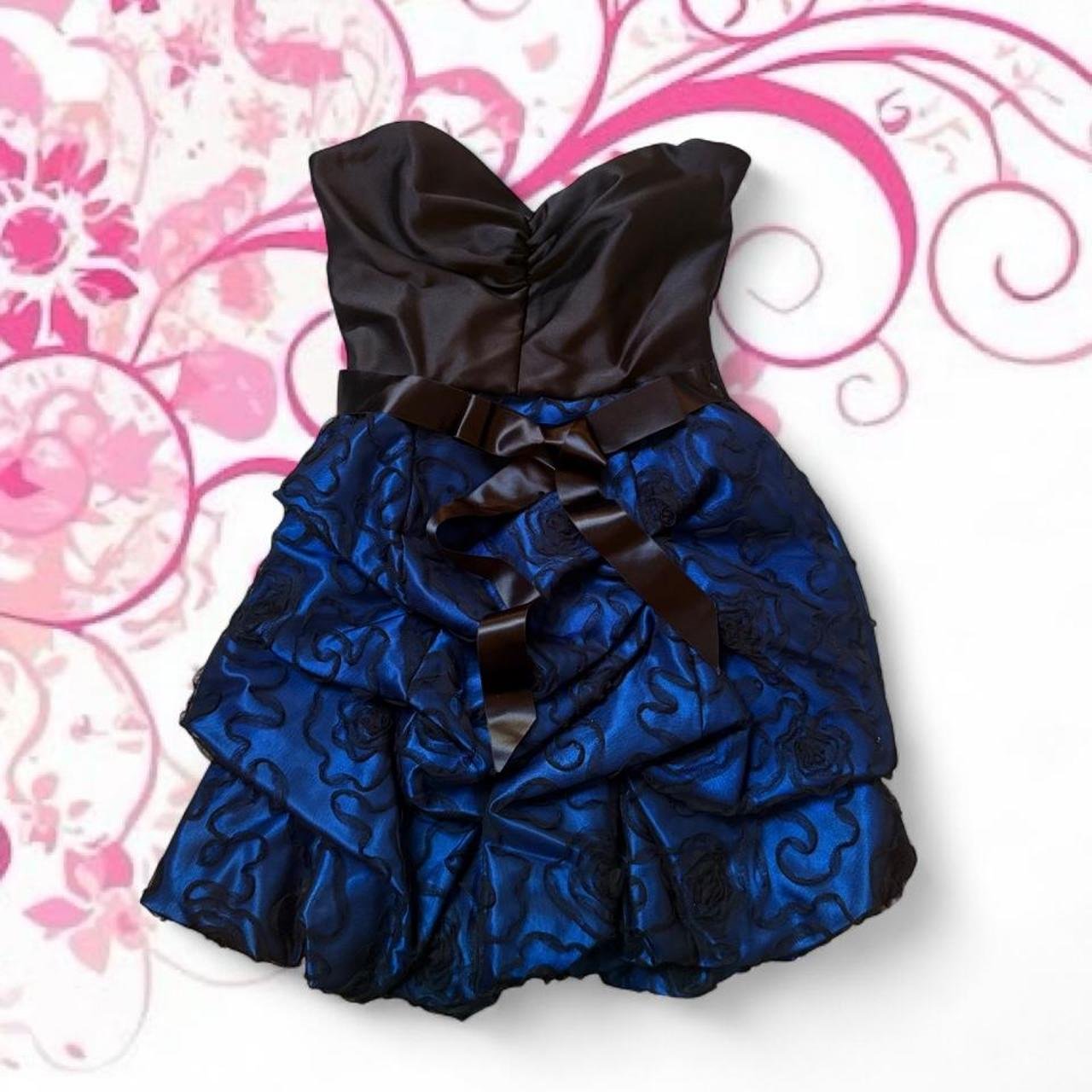 Gunne Sax Satin Ruffle Dress with Bow