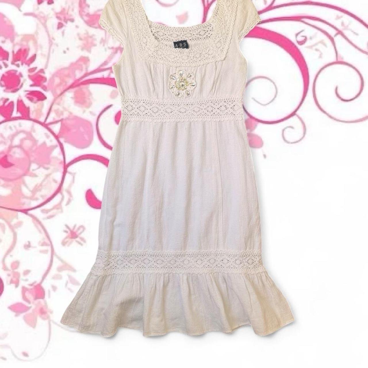ABS Embroidered Lace Trim Cotton Dress